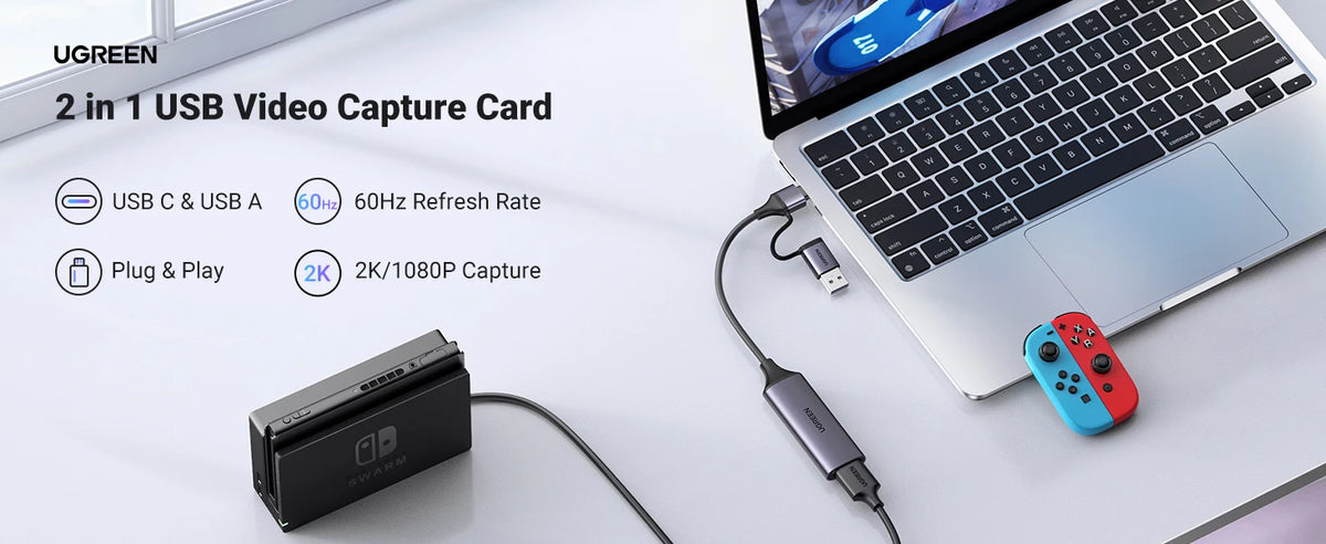 HDMI to USB-C Video Capture Card for Live Streaming and Recording