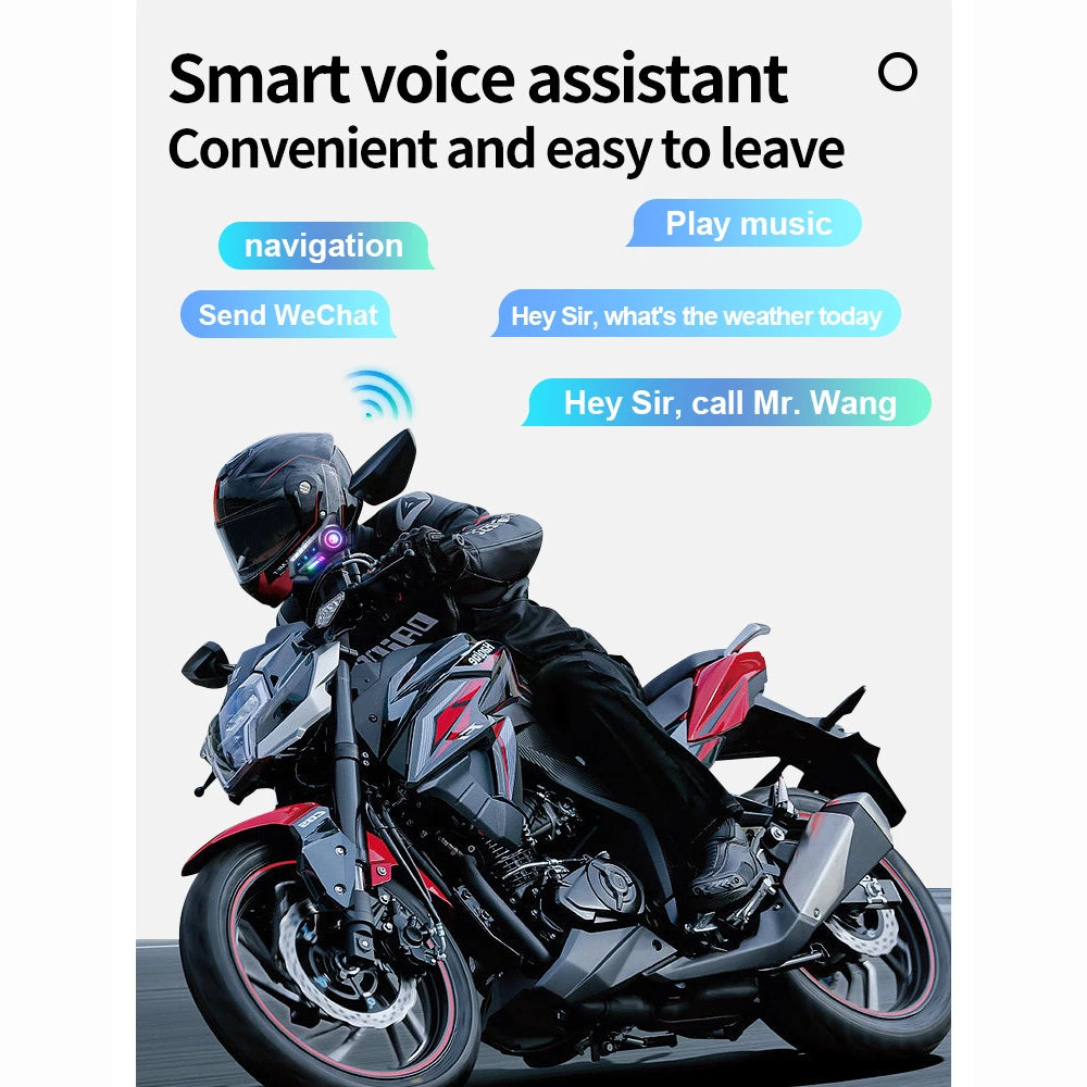 Motorcycle Helmet Bluetooth 5.3 Headset with Voice Control - 3