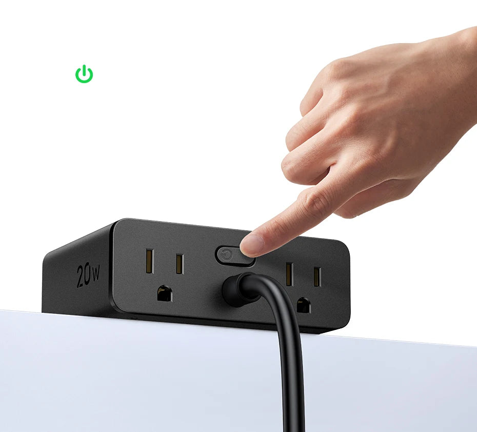 8-in-1 Compact Desktop Power Strip with USB-C Fast Charger