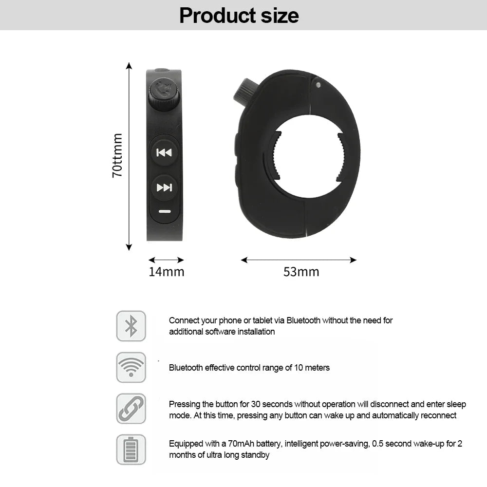 Bluetooth 5.3 Motorcycle Handlebar Remote Control for Phone and Headset