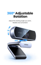 2K HD USB Webcam with Dual Microphones for Streaming and Video Calls
