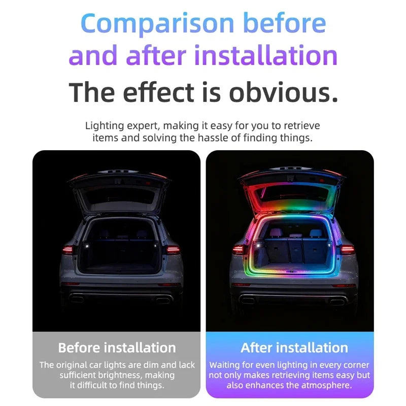12V 4 Meter RGB LED Trunk Ambient Light Strip with App Control
