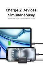 20W GaN Dual-Port USB-C and USB-A Fast Wall Charger