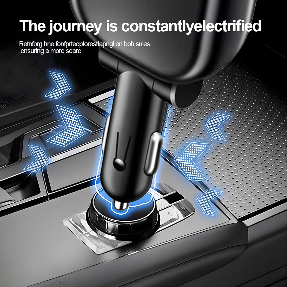 120W 5 in 1 Retractable Car Charger with Voltmeter and Starry Light