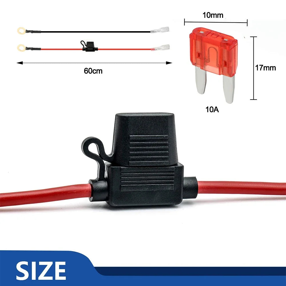 18AWG Car USB Charger Socket Wire Harness with 10A Fuse 60cm