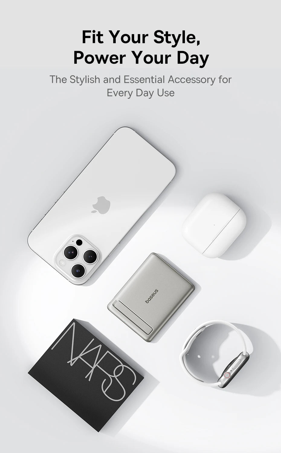 Qi2 Magnetic Portable Wireless Power Bank with Kickstand 5000mAh - 12