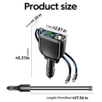 120W 5 in 1 Retractable Car Charger with Voltmeter and Starry Light