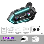 Bluetooth 5.3 Motorcycle Helmet Headset with RGB Ambient Lights