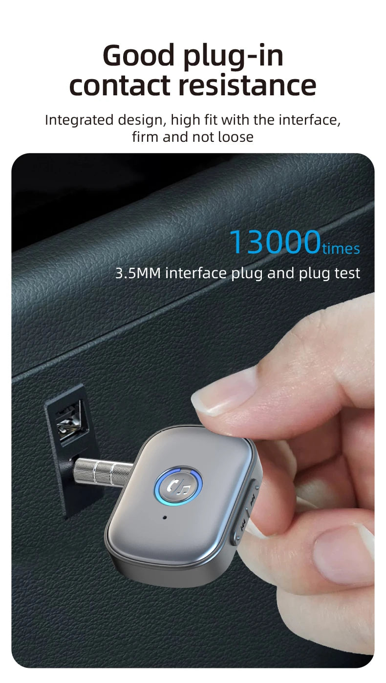 Bluetooth 5.3 AUX Audio Receiver 3.5mm Wireless Stereo Adapter with Mic