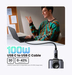100W USB-C Fast Charging Cable with LED Emoji Display