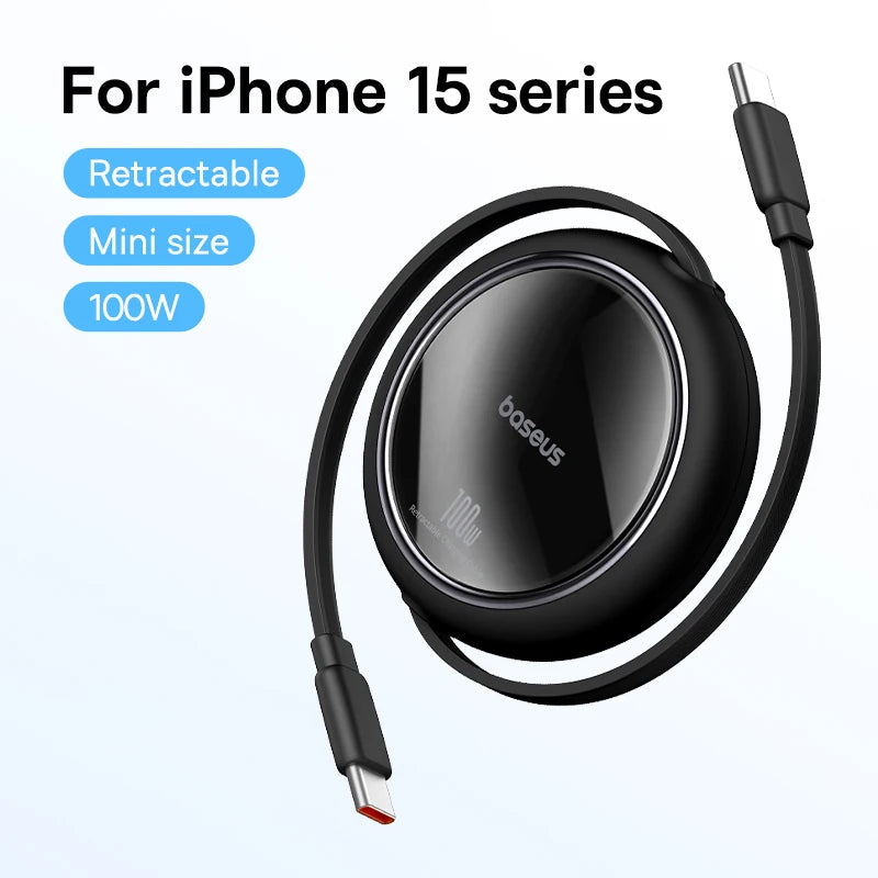 100W Fast Charging Retractable USB-C to USB-C Cable