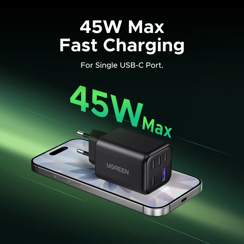 45W GaN Fast Wall Charger with 5 USB Ports