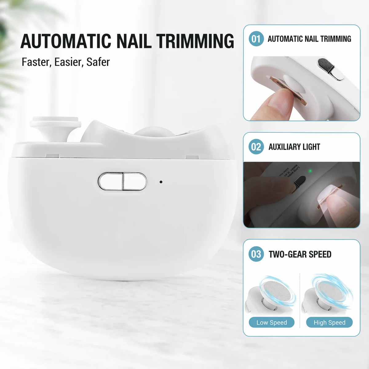 Electric Automatic Nail Clipper and Polisher Trimmer