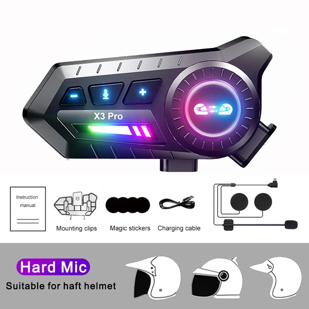 Motorcycle Helmet Bluetooth Intercom Headset with FM Radio - 31