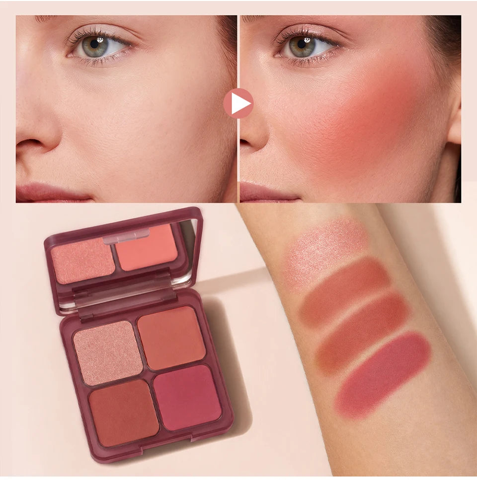 4-Shade Matte and Shimmer Blush Palette