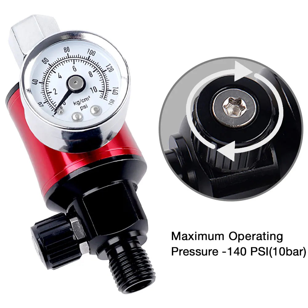Paint Spray Gun Air Regulator with Water Separator Gauge