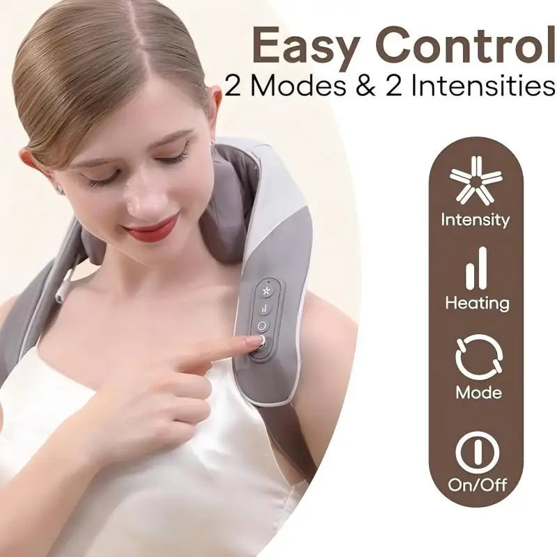 Wireless 6D Neck and Shoulder Deep Tissue Massager with Heat