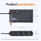 228W 9 Port Car Cigarette Lighter Splitter with Retractable PD Cable
