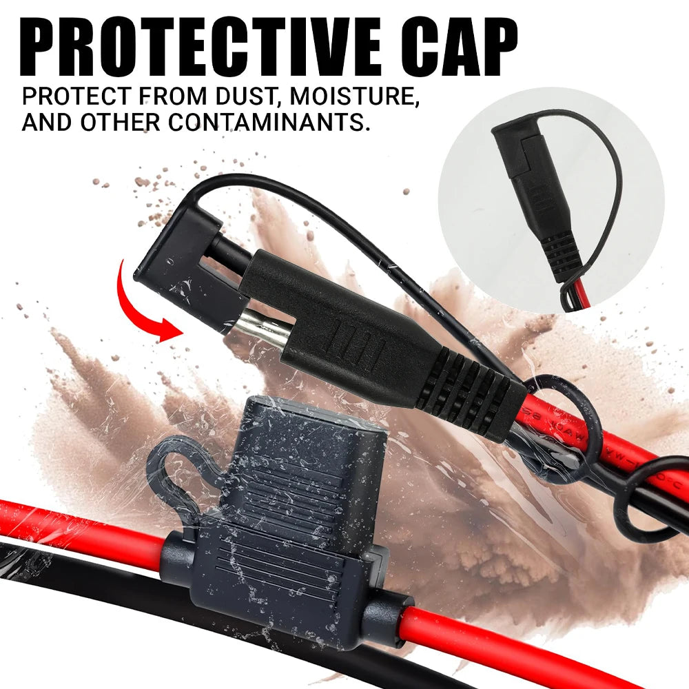 SAE to O-Ring Terminal Battery Charger Cable with 10A Fuse