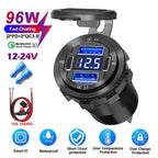 83W 4 Port USB and USB-C Fast Car Charger Socket for 12V 24V Vehicles