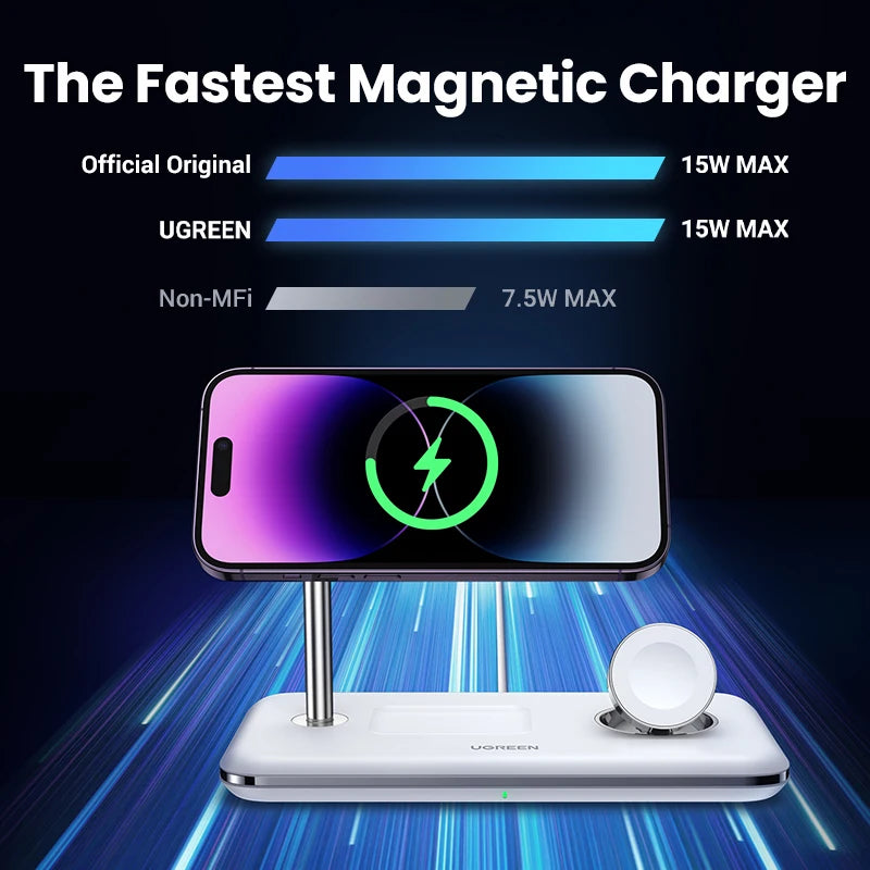 3-in-1 Magnetic Wireless Charging Station for iPhone and Apple Watch - 3