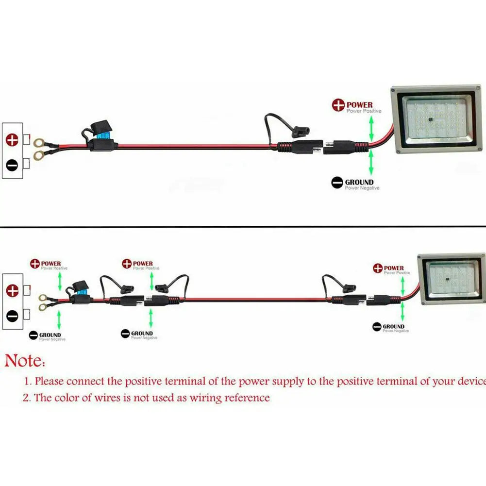 16AWG Motorcycle Battery Terminal to SAE Quick Extension Cable