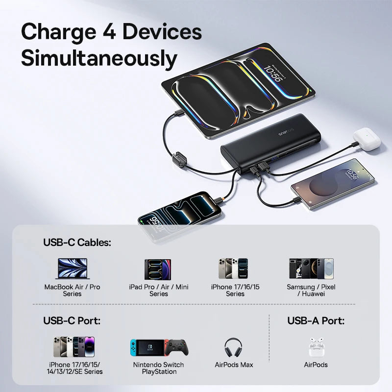 145W Fast Charging Power Bank with Built-In Cables 25000mAh - 4
