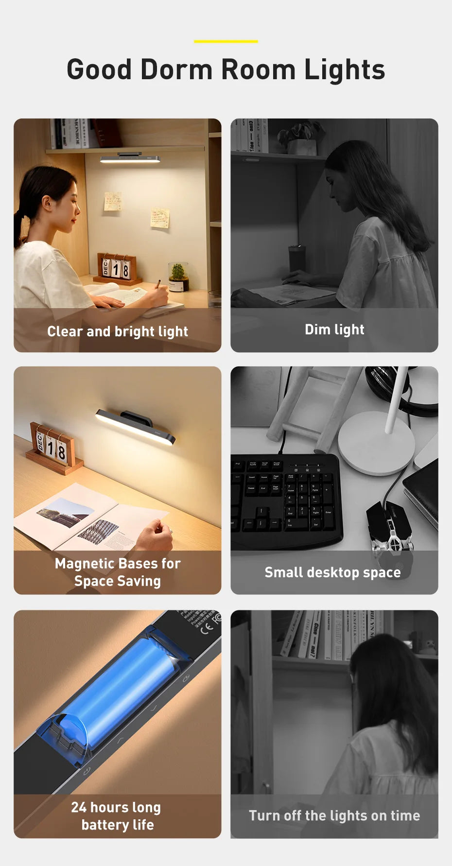 Magnetic Rechargeable LED Desk Lamp with Stepless Dimming