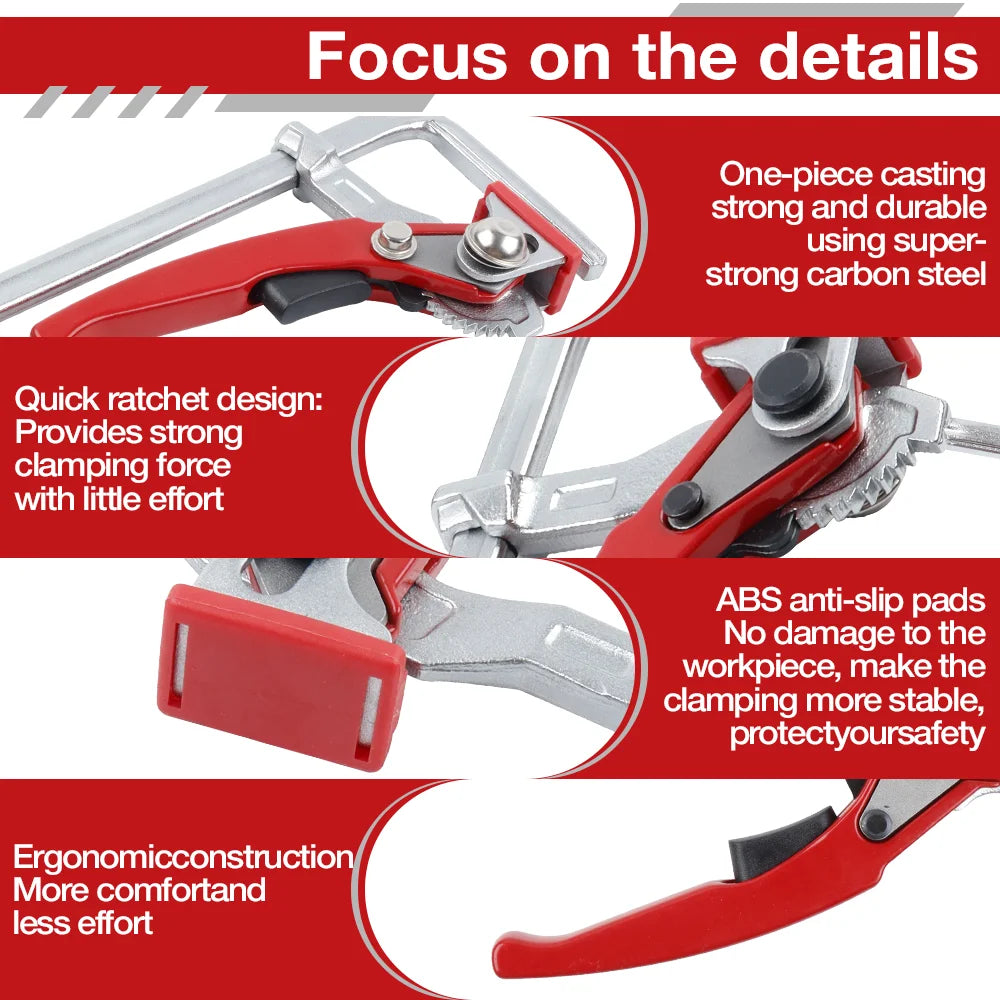 Quick Ratchet Guide Rail Clamp for Woodworking