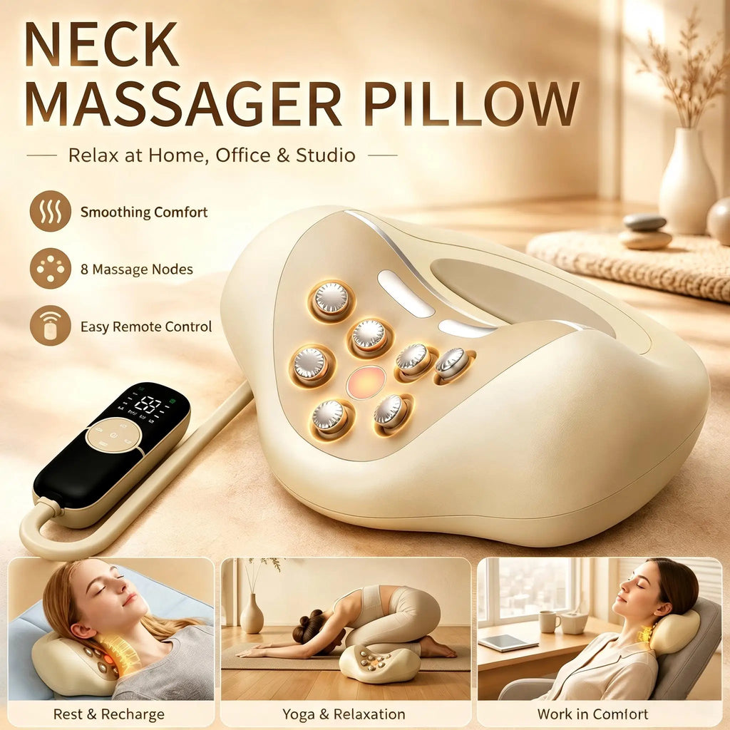 4-in-1 Electric Neck Massager Pillow with Traction and Heat