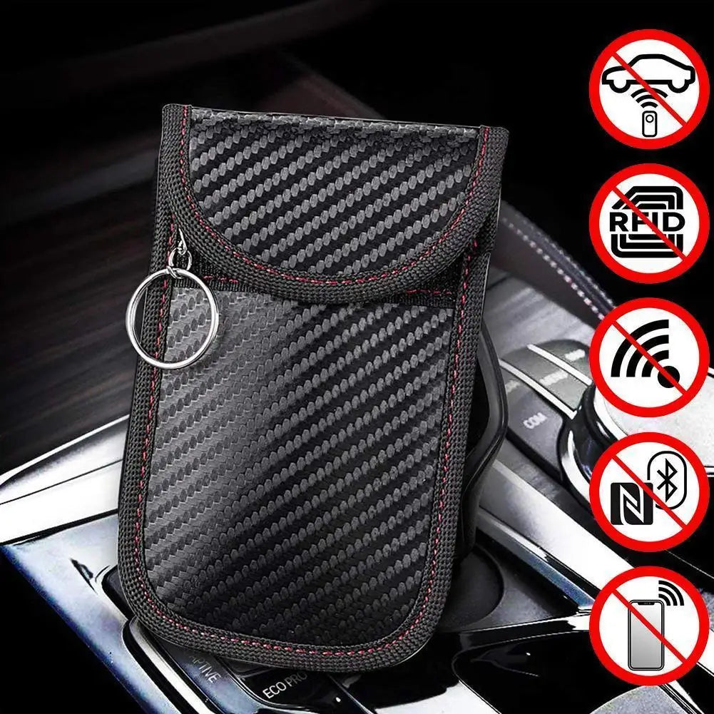 Carbon Fiber Car Key Fob RFID Signal Blocking Pouch Protector