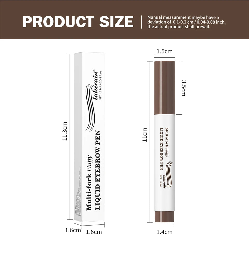 Waterproof Multi-Fork Liquid Eyebrow Pen for Natural Brows