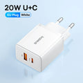 20W Dual Port Fast USB-C and USB-A Wall Charger
