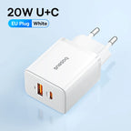 20W Dual Port Fast USB-C and USB-A Wall Charger