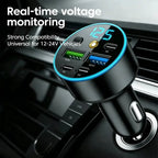 66W 5 Port Car Charger with 3 PD and 2 USB Ports and Starry Sky Lamp