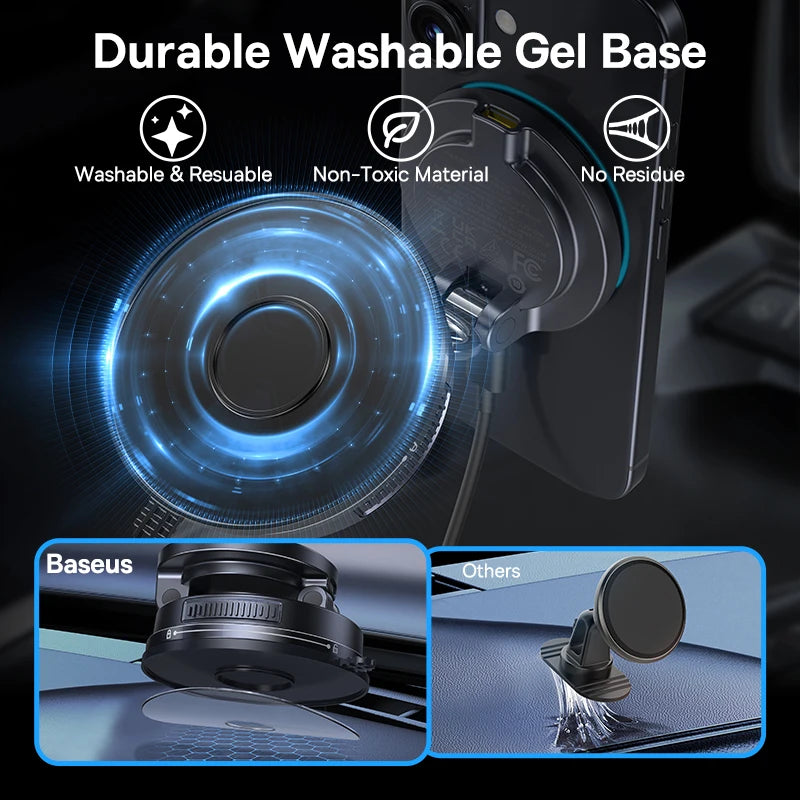 Magnetic Wireless Car Charger and Vacuum Mount Phone Holder