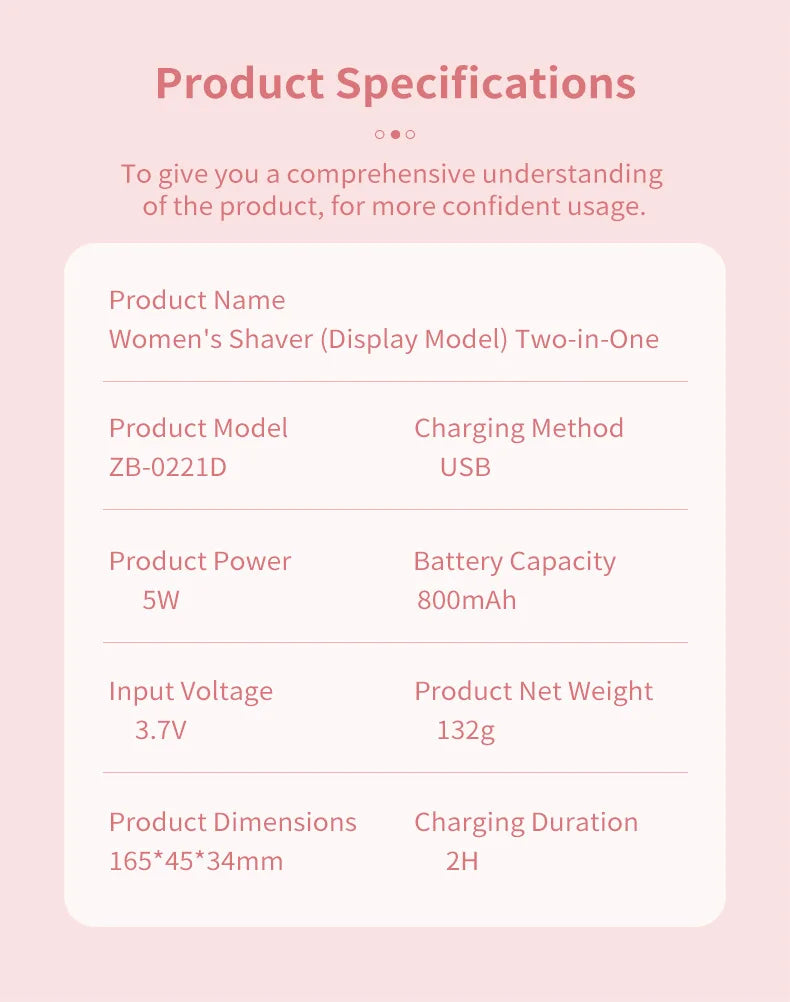Electric Women's Body and Facial Hair Shaver