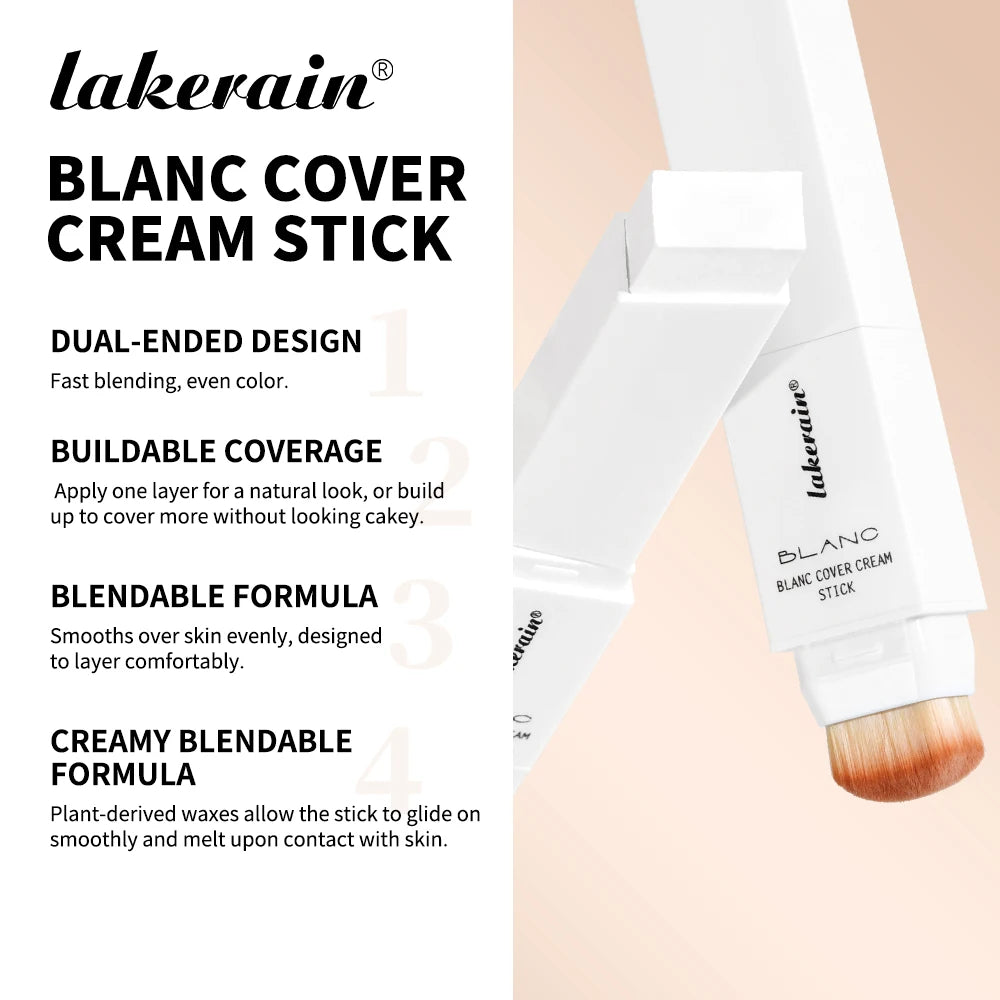 Full Coverage Cream Foundation Stick with Detachable Brush