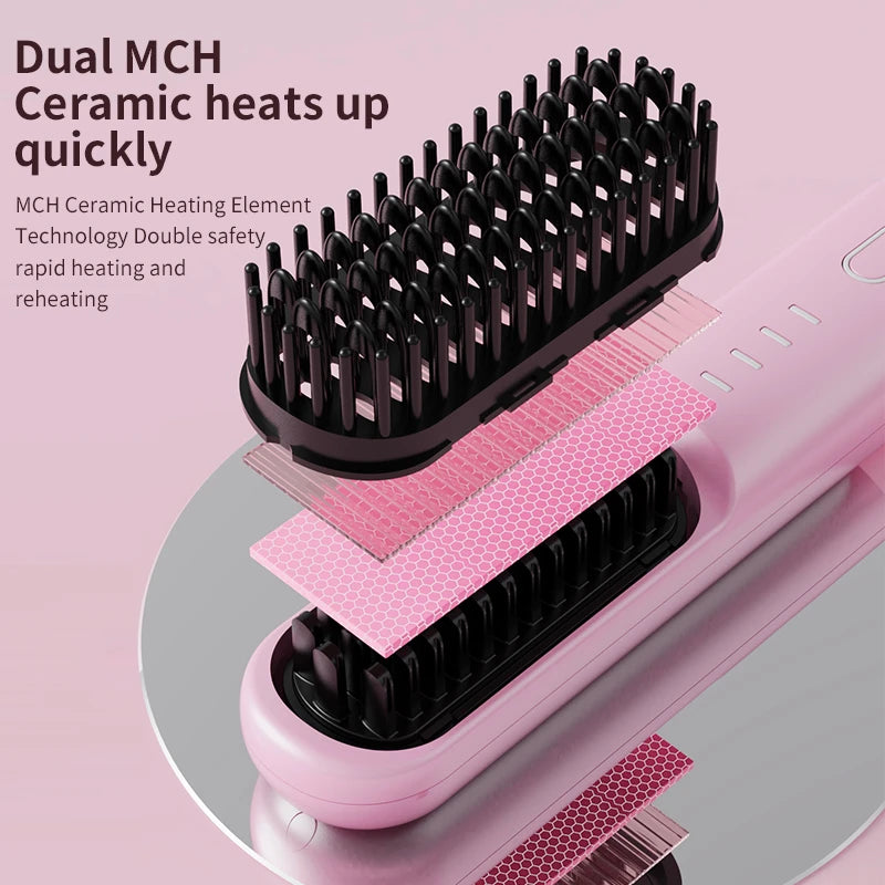 Fast Heating Cordless Hair Straightening Brush