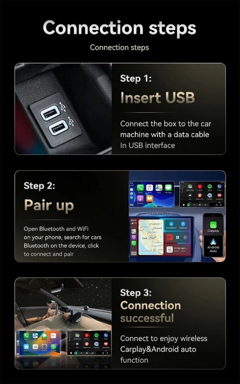 2 In 1 Wireless CarPlay and Android Auto Adapter Bluetooth 5.0 Dongle