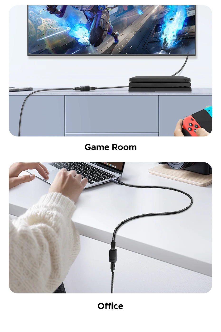 RJ45 Ethernet Cable Extender Adapter 10Gbps Female to Female