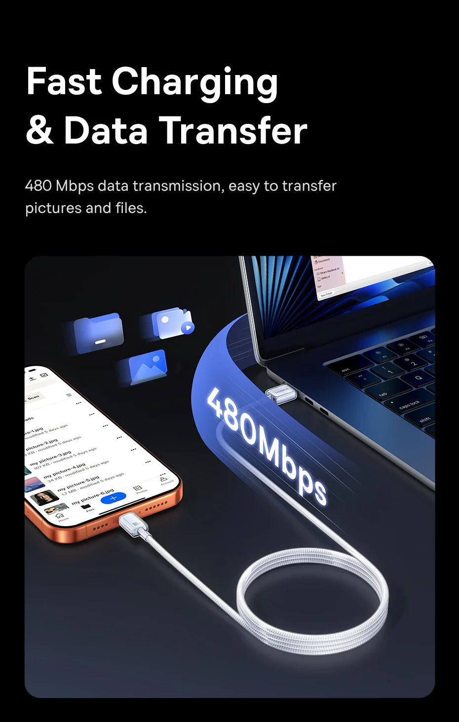100W USB-A to USB-C Fast Charging Data Cable