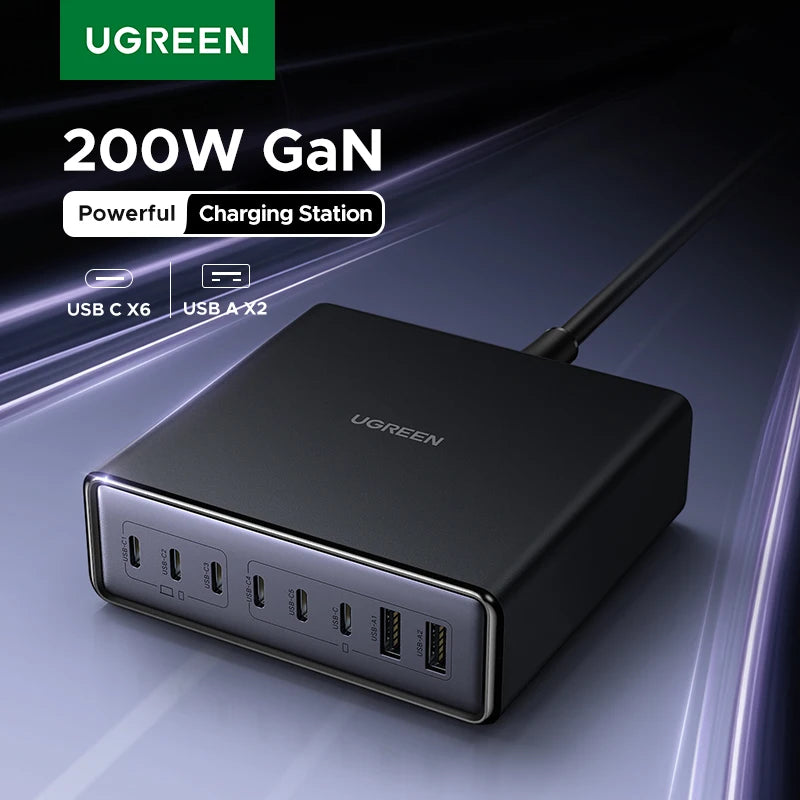200W GaN 8-in-1 Desktop Fast Charging Station - 1