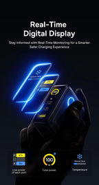 100W GaN Fast Charger with Digital Power Display and Foldable Plug