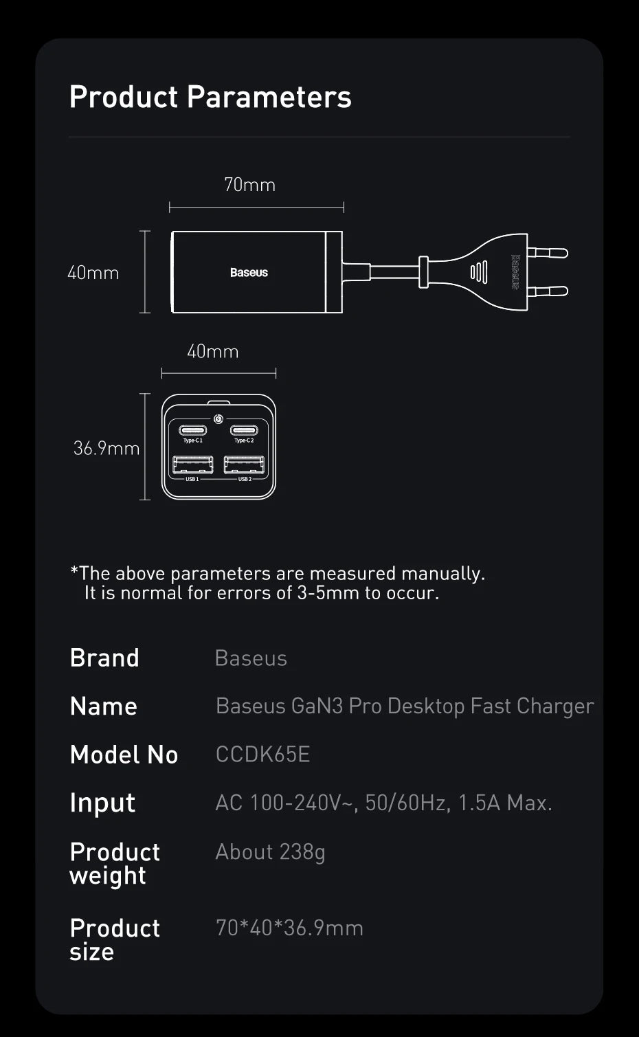 4-Port GaN Desktop Fast Charger for Laptops and Phones - 30