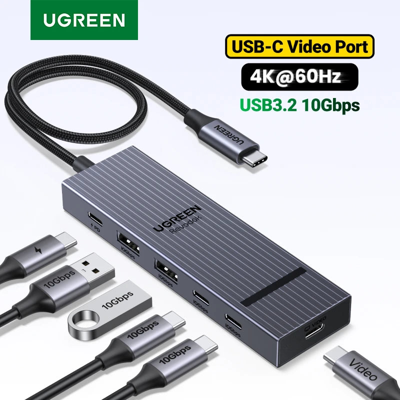 6-in-1 USB-C Hub with 4K 60Hz Video and 100W PD Charging - 1