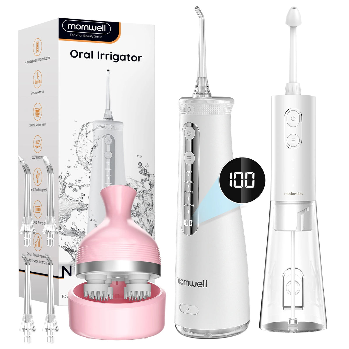 Portable Electric Water Flosser and Scalp Massager Set