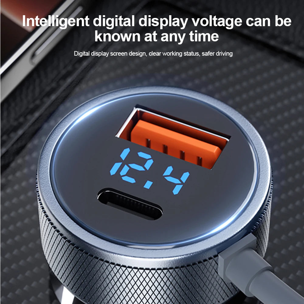 326W 6-Port Car Charger USB-C QC3.0 Cigarette Lighter Splitter 12-24V