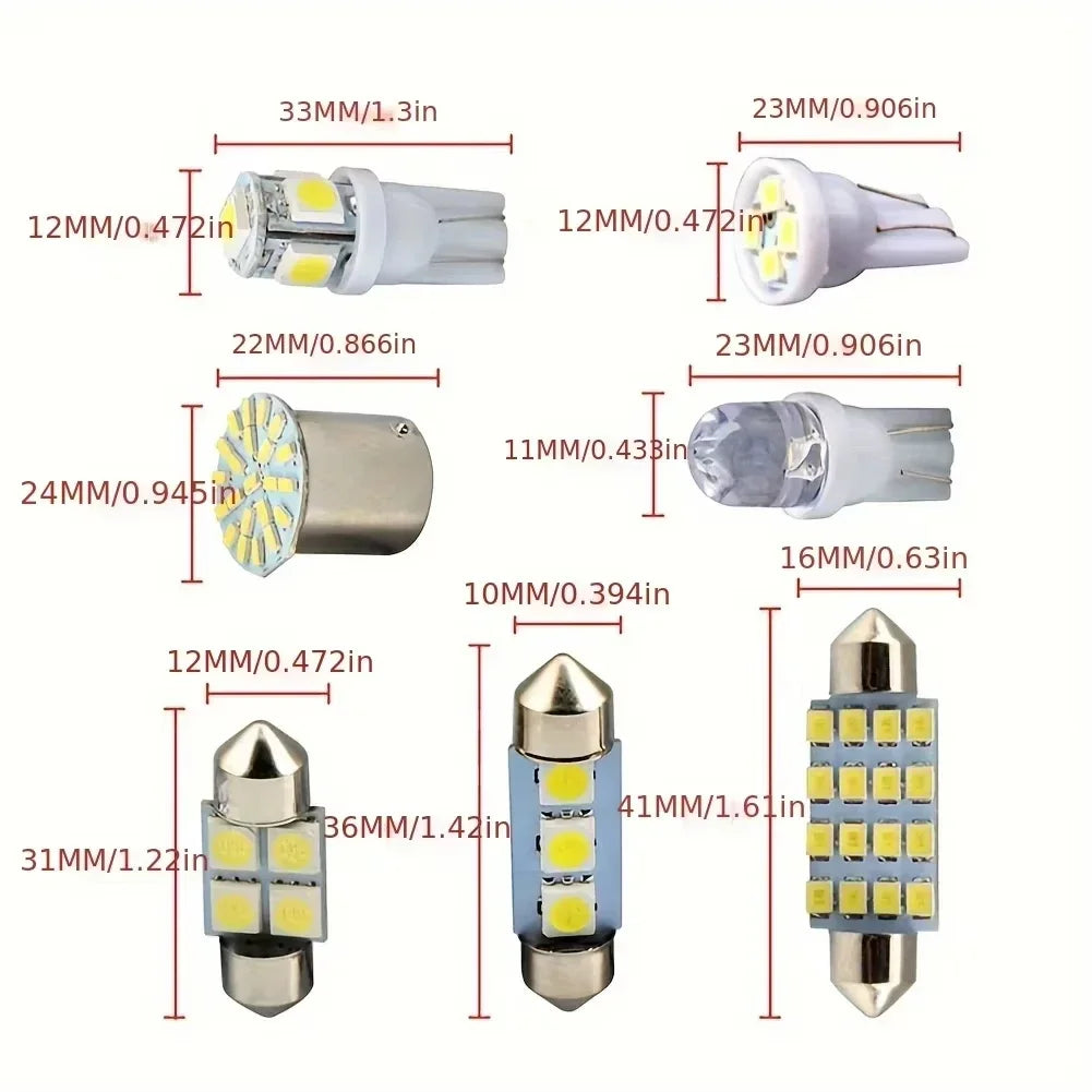 42 Piece 12V LED Interior Car Light Bulb Kit T10 and 1156 Assortment