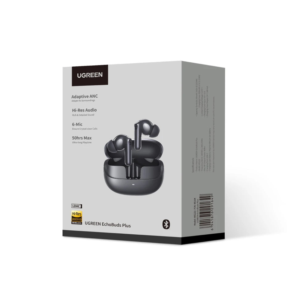 Wireless Noise Cancelling Earbuds with Adaptive ANC and 50H Battery